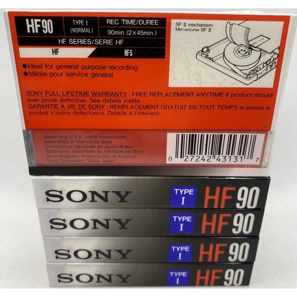 Lot of 5 Sony HF90c High Fidelity Normal Bias Recording Audio Cassettes 90 min - Picture 3 of 9